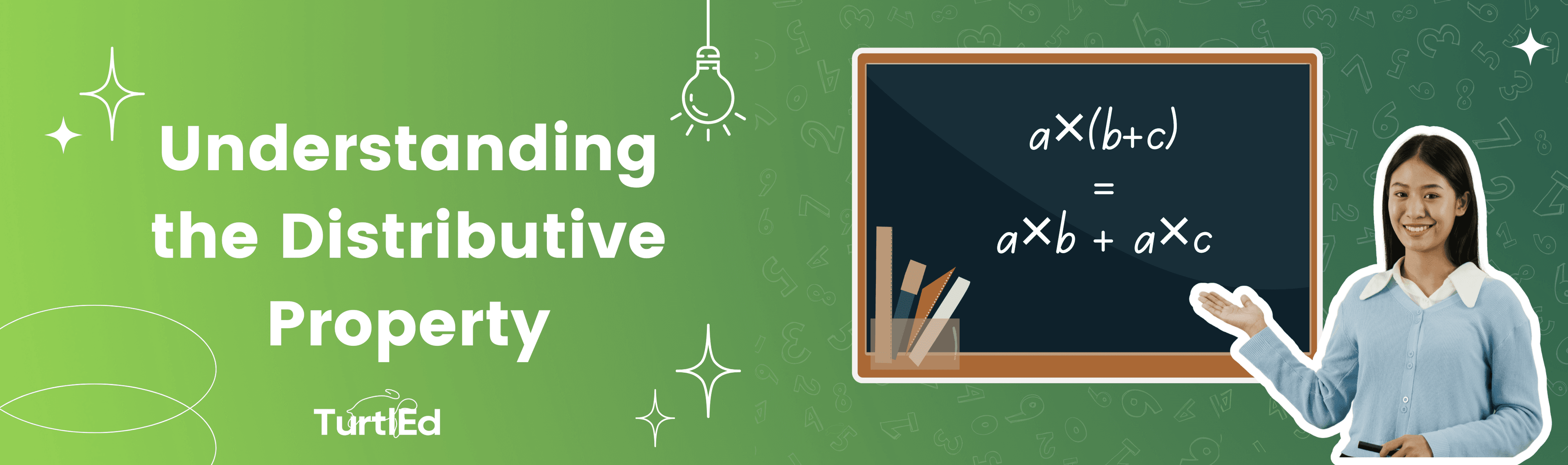 Girl next to the chalkboard with math formula